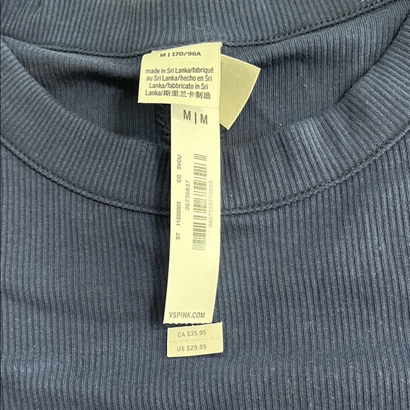 PINK Victoria's Secret Navy Long Sleeve Crop Top - Picture 2 of 3